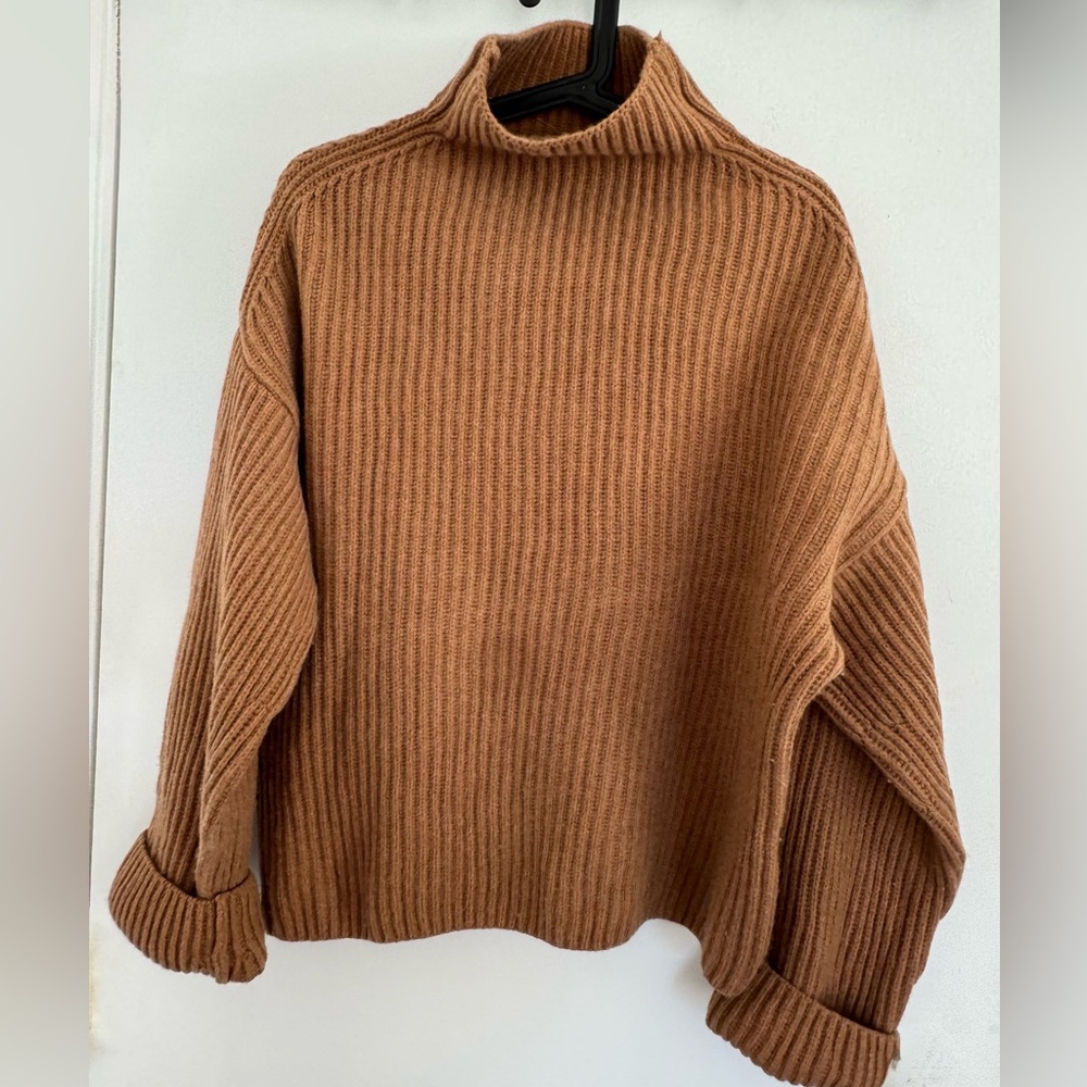 Women's Wool Camel Turtleneck Sweater